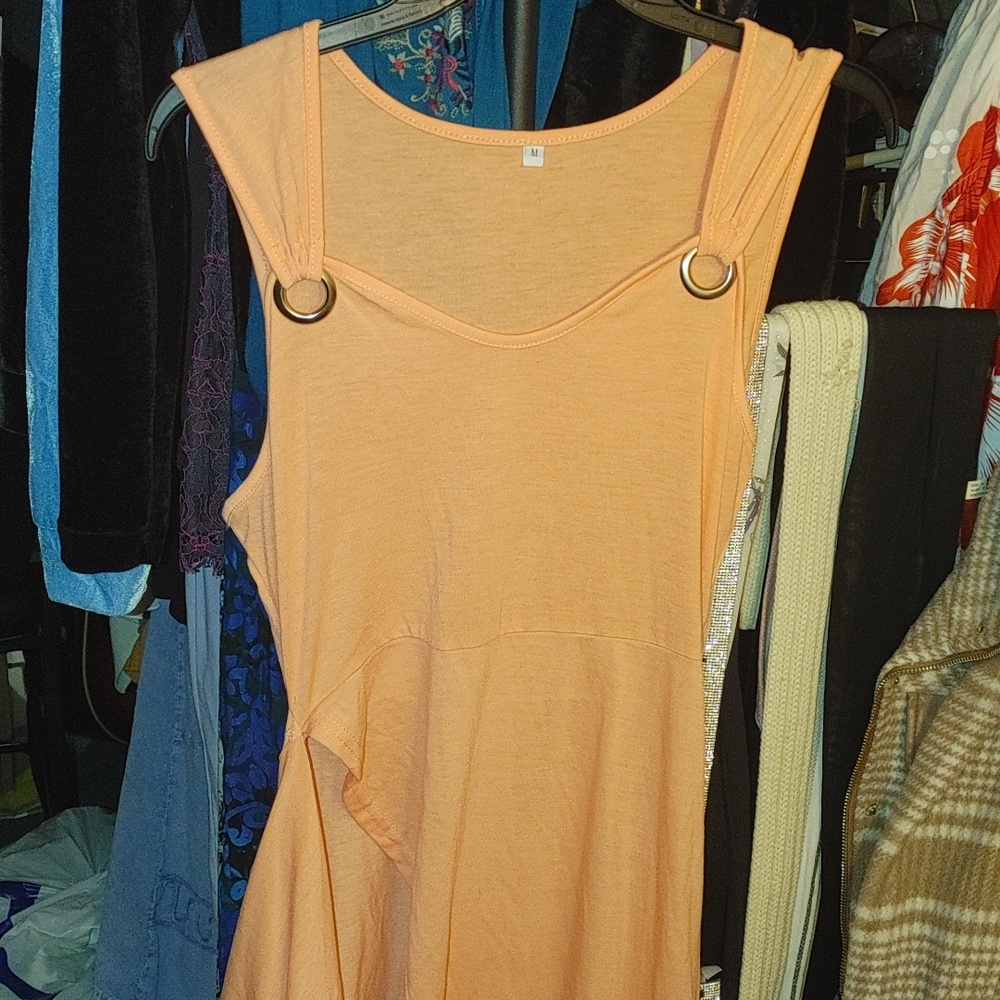 Chic Asymmetrical Orange Dress